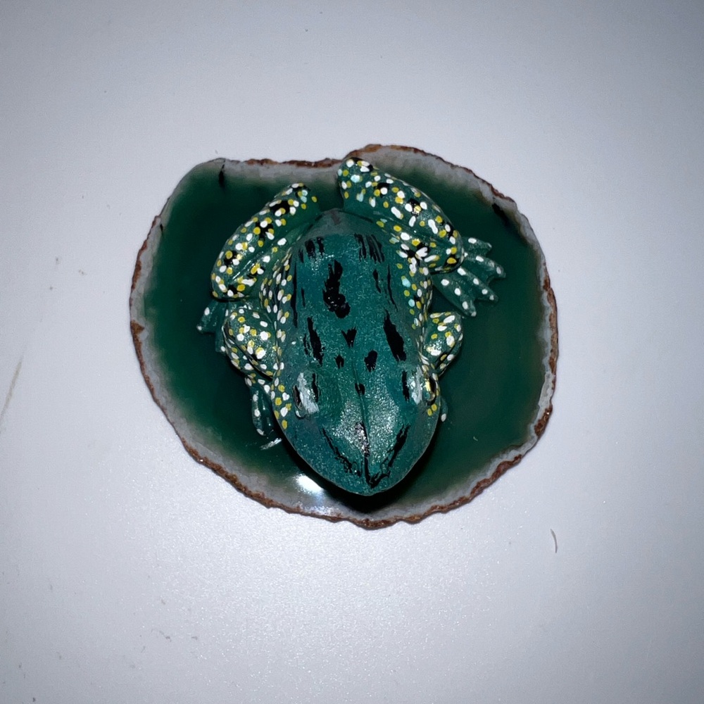 Painted Frog on Agate Slice